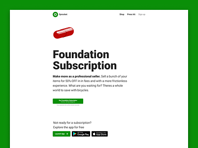 Sprocket Web /Subscription Landing Page bicycle bike cta foundation landing landing page marketplace matrix pill promotional red pill seo share simple sprocket subscribe subscribed subscription ui ux