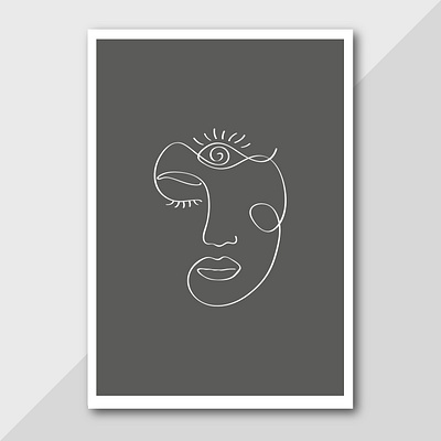 Abstract Line Drawing woman's face with the sun on her forehead design illustration line art line art illustration line drawing minimalist minimalist art vector art