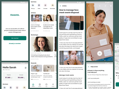 Owaste - Waste Mobile App app design landing page ui ux web