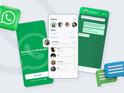 WhatsApp Redesign branding design illustration interaction logo ui ux vector web design xd