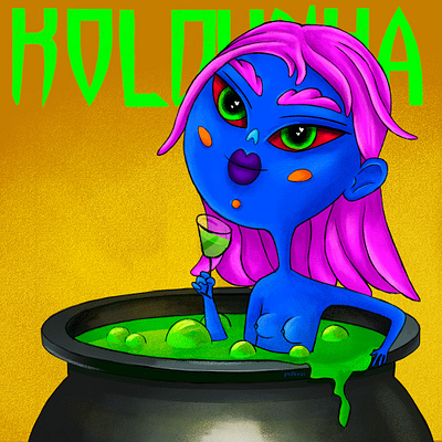 KOLDUNYA 2d adobe photoshop boiler collection girl illustration nft photoshop potion wine witch woman