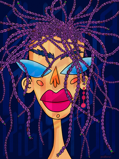 messy 2d 2d illustration abstract adobe photoshop female girl illustration nft photoshop purple woman