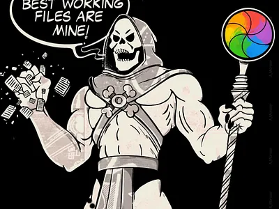 Skeletor and the spinning wheel of death. apple comic death illustration procreate skeletor skull