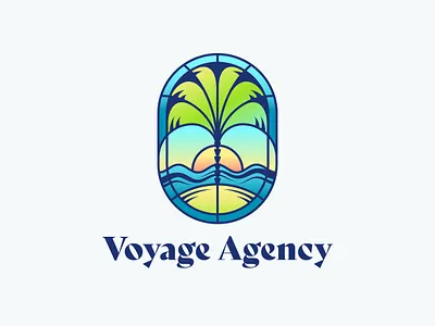 Logotype for touristic company island logo logotype ocean palm stainglass symbol tourism travelling vector