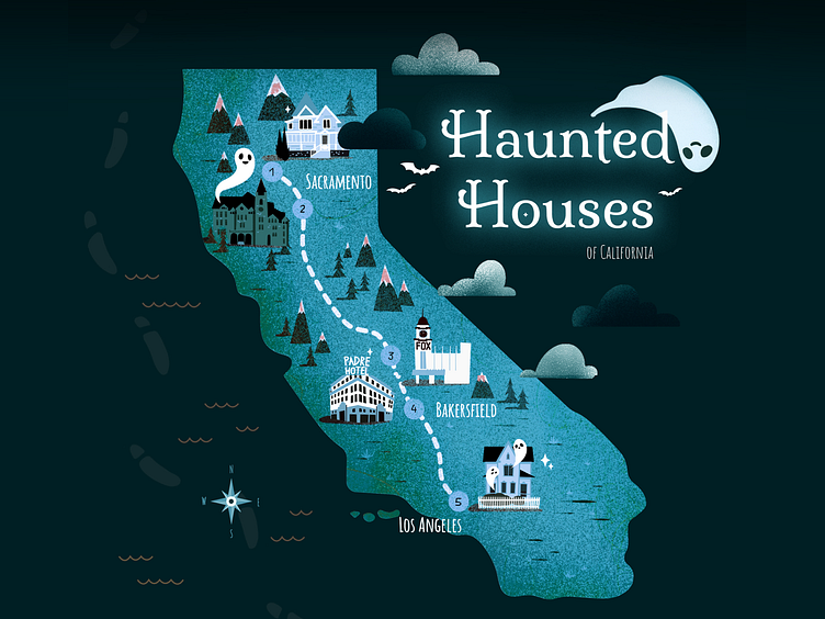 Haunted Houses of California by Sketchy Digital Studio on Dribbble