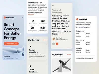 Dutchwind - Mobile rensponsive energy | Sunnyday clean concept design dutch wind earth eco web energy engineer graphic design homepage manufacture mobile panel renewable energy saving tech technology ui ux website
