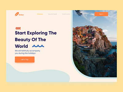 Dolan - Travel Web Design branding clean design elegant fun graphic design hero section holiday landing page logo minimalist orange ticket travel ui uiuxindonesia user interface ux web