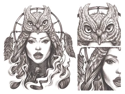 OWL fashion greytone tattoo