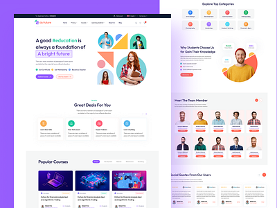 Edu Future - Online Course Landing Page card clean design design e learning education homepage landing page learning management system minimal online online class online course teaching tutor ui ui design ui element uiux website