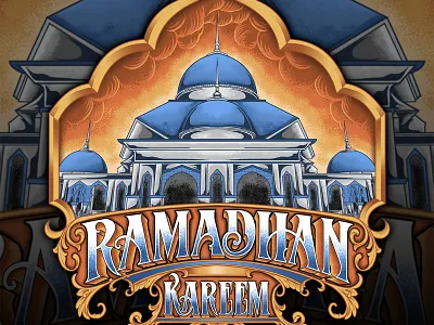 The Great Mosque of Batam artwork branding building colour custom font graphic design illustrator indonesia logo psychedelic