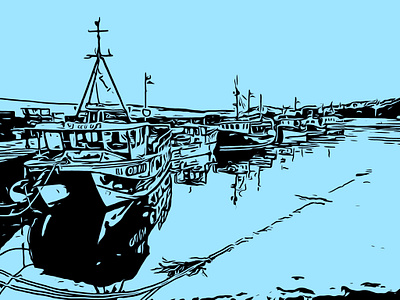 Boats of the Isle of Mull illustration pop art scotland