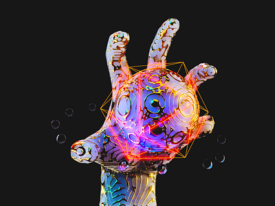 .:Grabber 3000:. 3d branding chrome crypto design futuristic gold golden graphic design holographic illustration logo metallic modelling nft psychedelic render tribal trippy ui