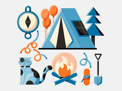 Camping - 3 adventure camp camping explore explorer fire flat hiking illustration nature noise outdoor tent traveler tree vector