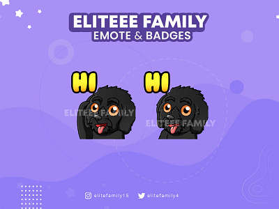 DOG EMOTES 3d animal animation badges black custom emotes design discord dog emotes graphic design illustration logo motion graphics puddle streamer streaming twitch twitch emotes ui