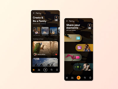 Famy - mobile app UI design app audio create dribbble families family figma image iphone mobile moments stories text ui upload video