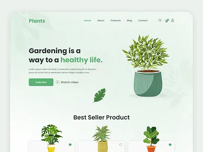 Plant shop landing page ui design app design clean design ecommerce farming garden green interior landing page leaves mobile app nature plant plant care plant shop plant store plant website ui uiux