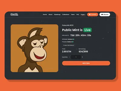 Public Mint is Live countdown design landing page layout live mint mint live mint page minting nft landing page nft mint nft minting nft web web3 website website design