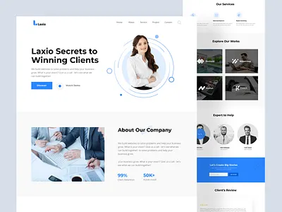 Laxio - Creative Agency Landing Page corporate creative landing page landing page design minimal product design theme ui design uiux design web design website