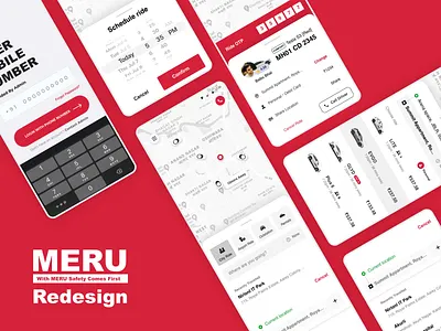 MERU Cab Booking App application branding cab booking logo design ui ux design