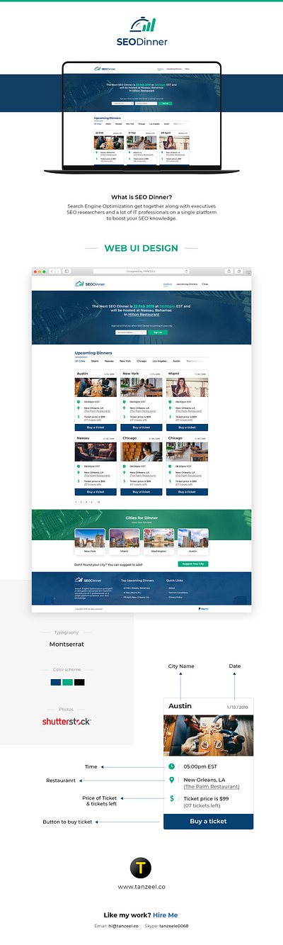 SEO Dinner Landing Page UI Design & Development app branding design landing page design typography ui ui design ux vector webdesign website wordpress