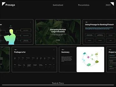 Prasaga® / Presentation black clean gradient graphic design minimal presentation slides ui white