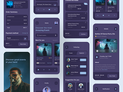 Event Management App booking calendar clean dark app dark ui event event app event booking event management event management full page event planning event system full app experience design interface design management app management system meeting mhrana200 schedule