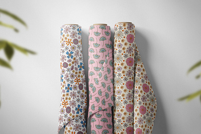 Retro floral seamless patterns background branding collection florals groovy illustration pattern retro seamless textile vector