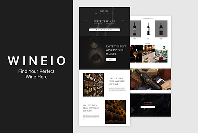 W I N E I O Landing Page Design alcohol landing page alcohol page design landing page landing page design ui ui design uiux design user interface user interface design web design web template website design website landing page wine landing page wine market place