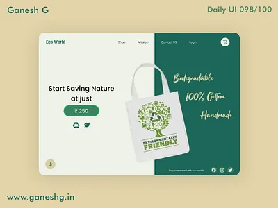 Eco Friendly Bag Advertisement app branding conistentcy dailyui design illustration logo ui ux vector