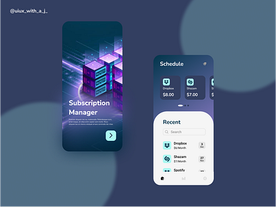 Subscription Manager adobe xd app app ui blue daily ui dailyui day26 design dribbble figma gradient manager managerbox neon purple subscription ui