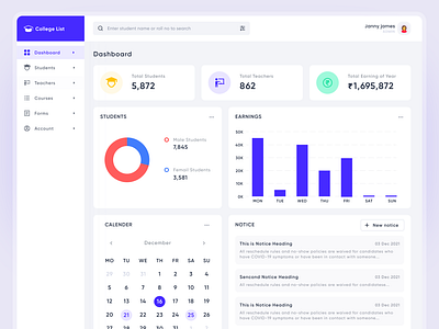 College management EPR - Dashboard dailyui dailyuichallenge design ui ui design uidesign
