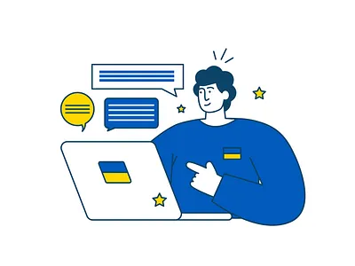 Cartoon characters. Concept for websites art blue branding business cartoon character communication concept design finance flat illustration laptop line man office vector website work