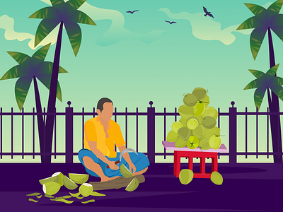 Coconut wala beautiful coconut coconutseller illustration palm trees
