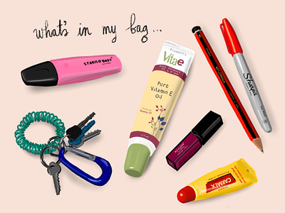 What's in my bag illustration procreate