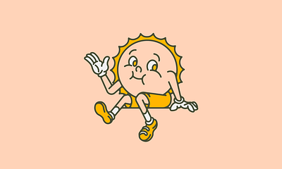 Sunstone Junction Mascot branding character design flat illustration logo mascot minimal playful southwest sun vector