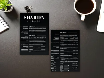 Resume- bold style black and white cv graphic design illustration powerpoint resume