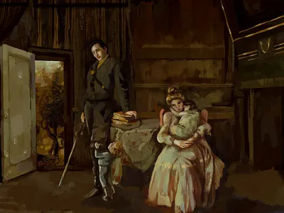 'Goodbye to War', an illustration for a Book for Mayflower book graphic design illustration painting realistic style