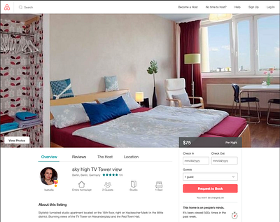 AirBnb screen ui ux website