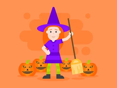 Little Witch design digital art drawing flat design graphic design illustration illustration 2d vector vector graphics vector illustration