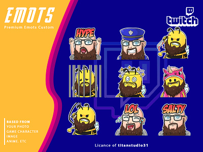 hairbeard Twitch Emotes animation badges branding design emotes emotestwitch gameshow illustration logo twitch ui