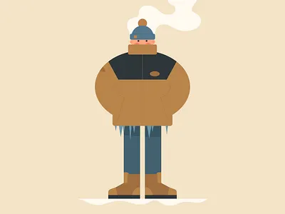 Winter 2d character cold flat freezing ice illustration vector winter