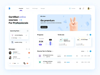 Online Education Platform Dashboard course dashboard dashboard ui design e learning edtech education education platform learning lesson minimal online course online school startup student to do udemy ui ux webapp webdesign