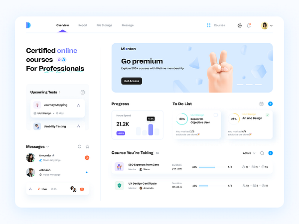 Online Education Platform Dashboard by Anastasiia for Awsmd on Dribbble