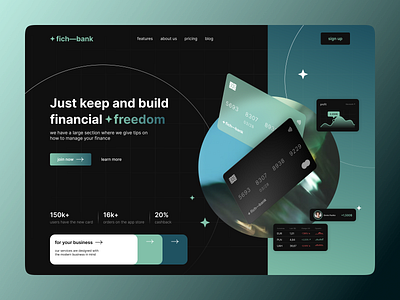 Fich Bank Hero Page bank banking design graphic design hero page landing trend ui uiux ux web