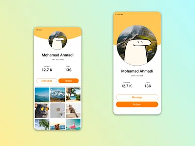 Social profile 006 100days app dailyui design mobile orange product profile social media social profile ui ux