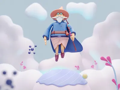 Wizard 3D 2d 3d 3d character 3d illustration blender character color design harry porter illustration isometric lowpoly wizard