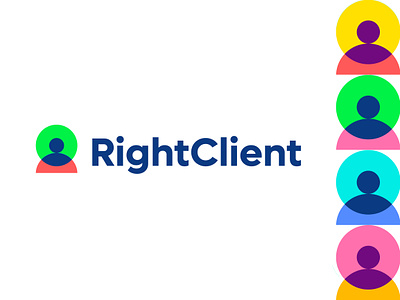 RightClient logo concept pt.4 branding client colorful costumer geometric honest human icon logo marketing pattern person selection transparent