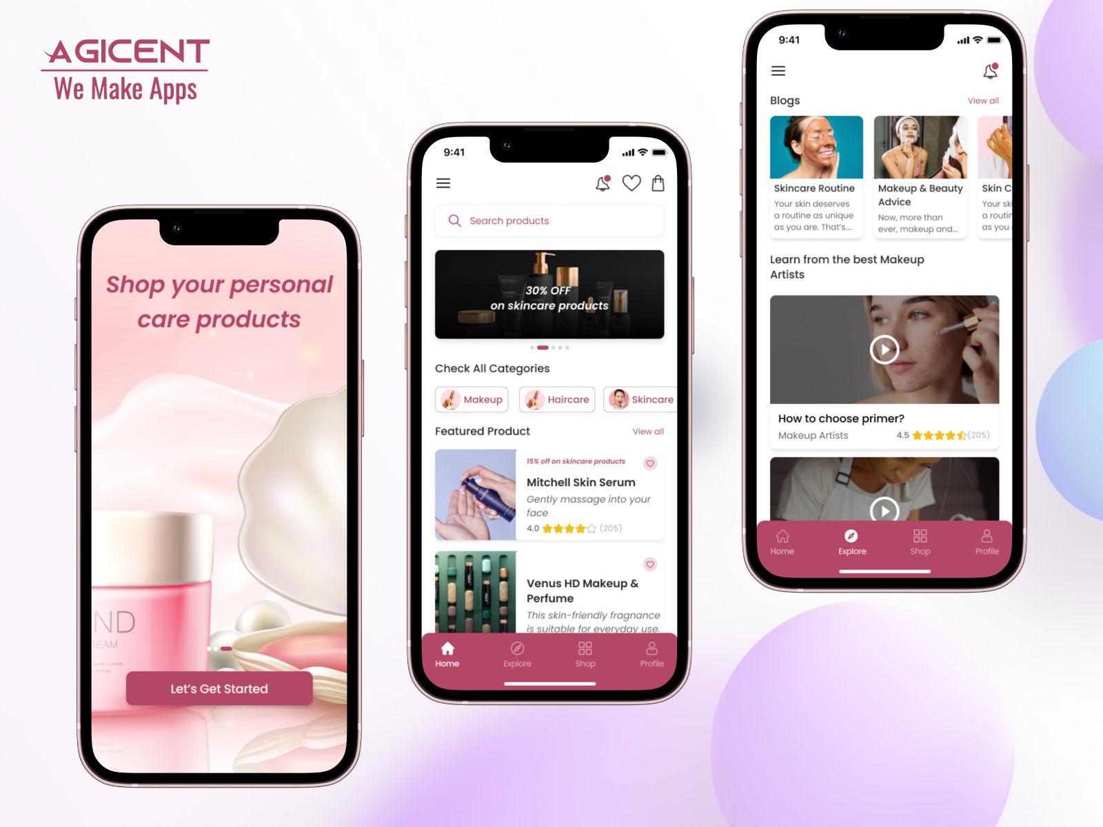 Beauty Product Shop App - Concept App agicent android app app design app ui beauty cosmetic cosmetic products create an app design e shop ecommerce facial ios app natural online product shopping skincare ui ux