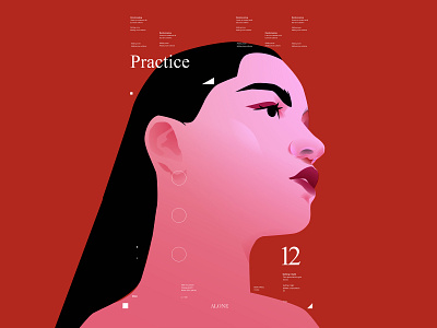 Practice abstract composition design gird girl girl illustration illustration laconic layout lines minimal portrait portrait illustration poster typography