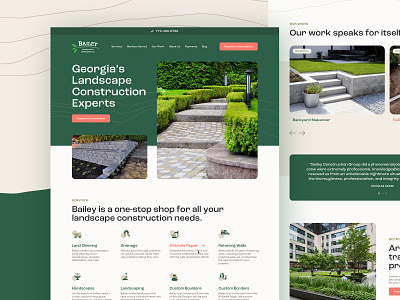 Construction Landscaping Web Design construction construction landscaping design green homepage landing page landscaper landscaping ui ux uxui web design website